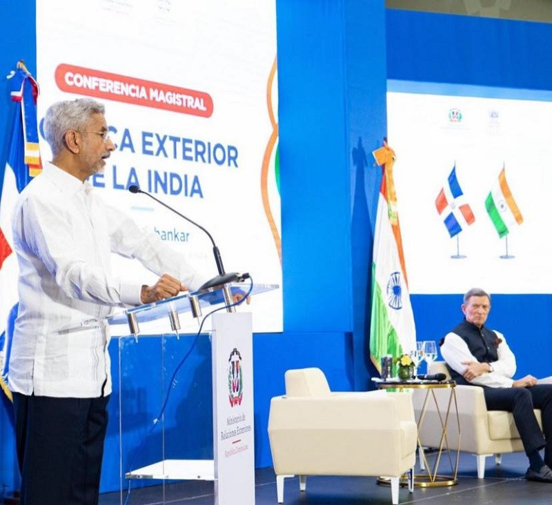 El ministro de Relaciones Exteriores de la India, Subrahmanyam Jaisahankar durante su visita a República Dominicana