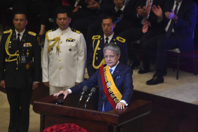 El presidente  del Ecuador, Guillermo  Lasso, asistió a la  Asamblea  Nacional, para informar al país sobre su gestión anual. Carlos Granja Medranda / EL UNIVERSO