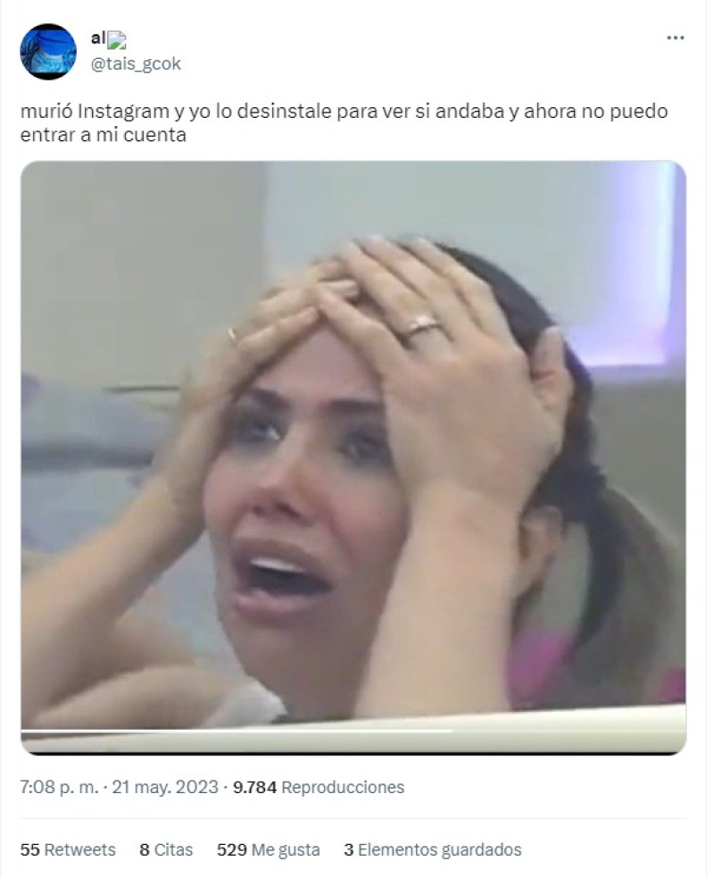 Meme sobre caída de Instagram