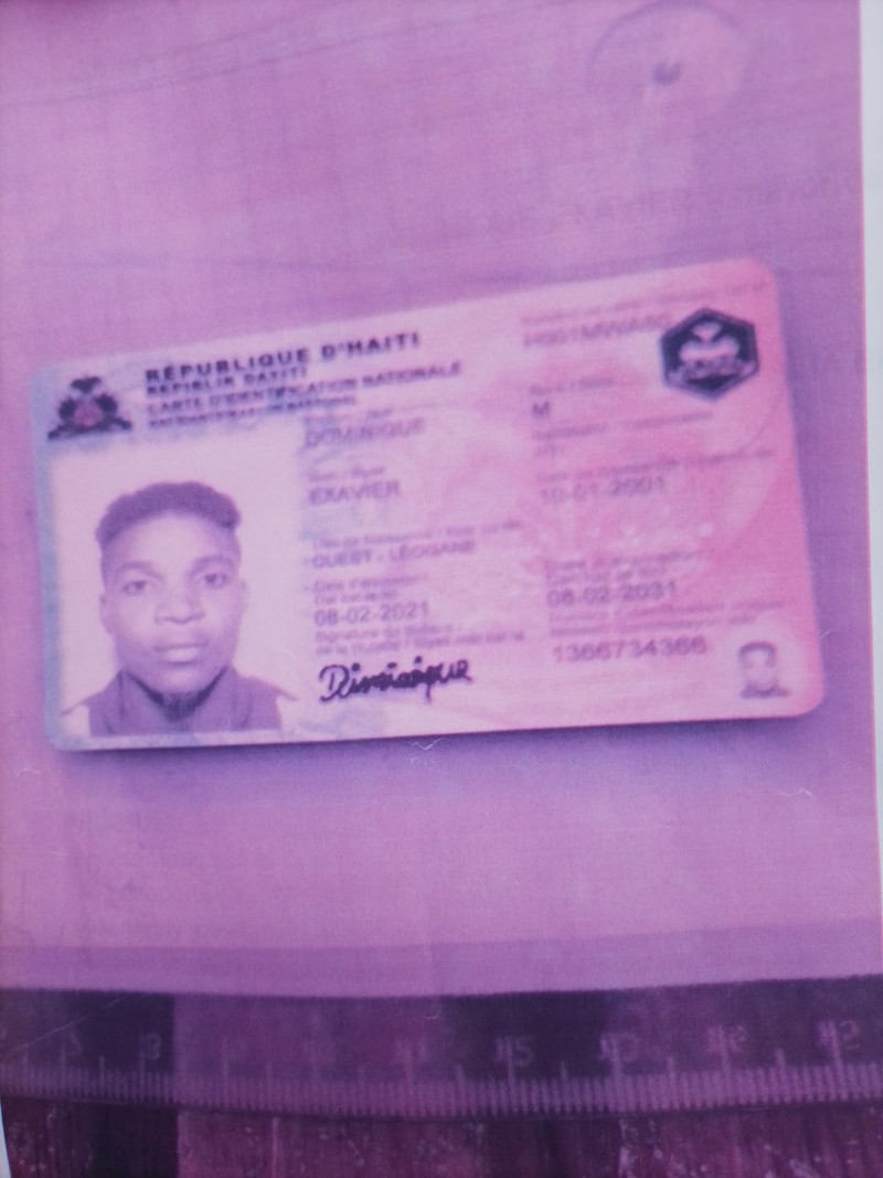 Documento de identificación del nacional haitiano encontrado muerto en Pedernales