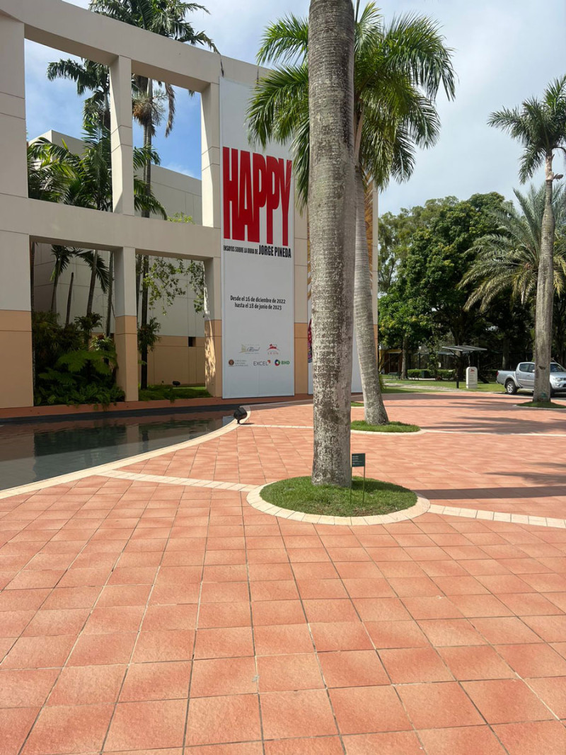 Otra exposición, esta temporal, es la llamada “Happy”, de Jorge Pineda que incluye, en la planta baja del museo, una instalación de la flora dominicana, en un espacio que reúne plantas reales y sintéticas.