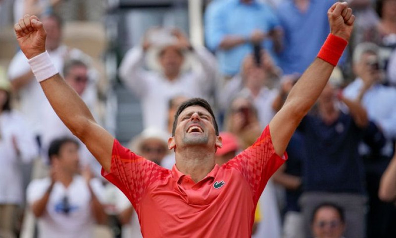 Novak celebrando su título número 23.