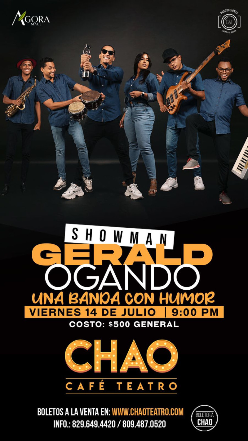 Afiche de “Gerald Ogando showman, una banda con humor”