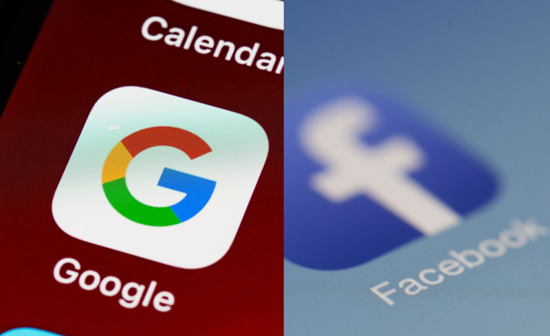 Aplicaciones móviles de Google y Facebook