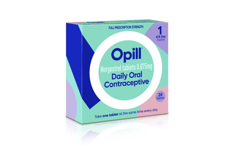 La ilustración facilitada por Perrigo en mayo de 2023 muestra el envase propuesto para la píldora anticonceptiva Opill, de venta libre en EEUU.
