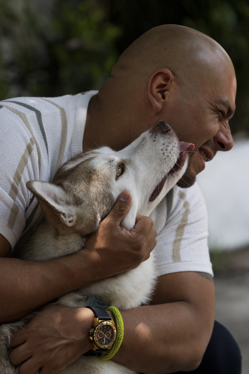 "Todd", un perro husky siberiano, interactúa con Oscar Orozco, médico de urgencias, durante una sesión de terapia en el Centro Nacional de Salud Mental y Cuidados Paliativos del ISSSTE en la Ciudad de México
