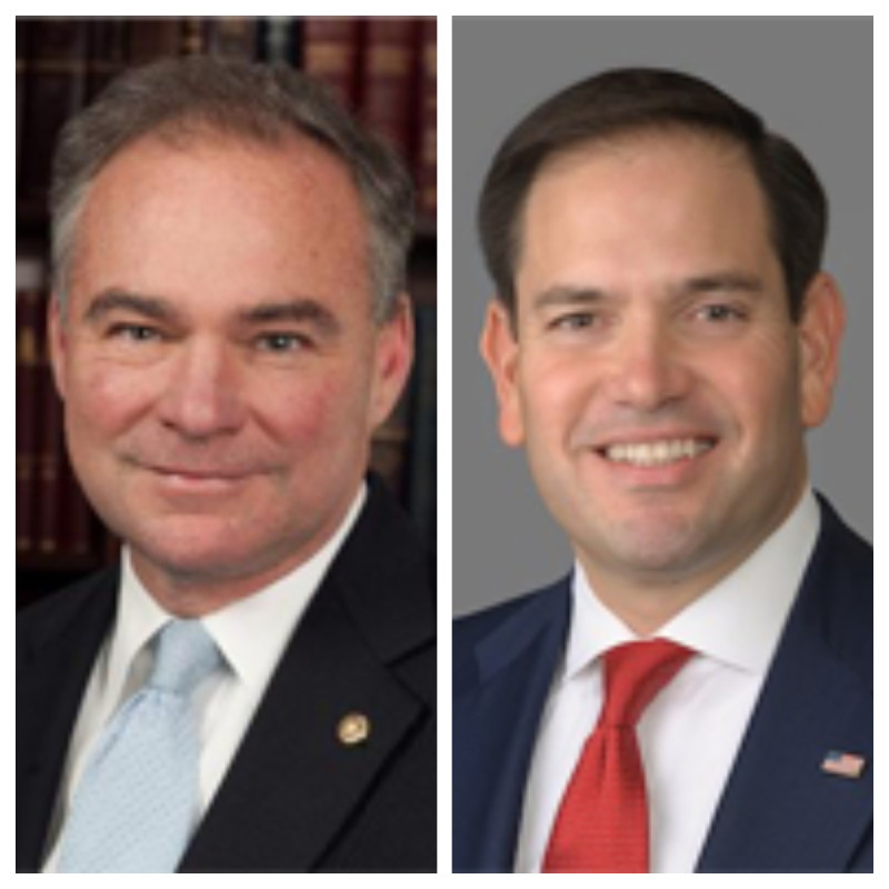 Senador Tim Kaine presidente del subcomité y Marco Rubio, senador de la Florida.