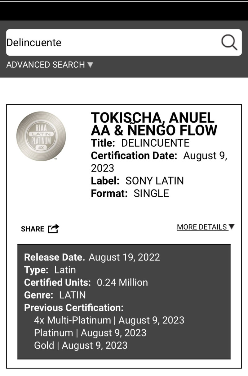 Foto de la página de la RIAA