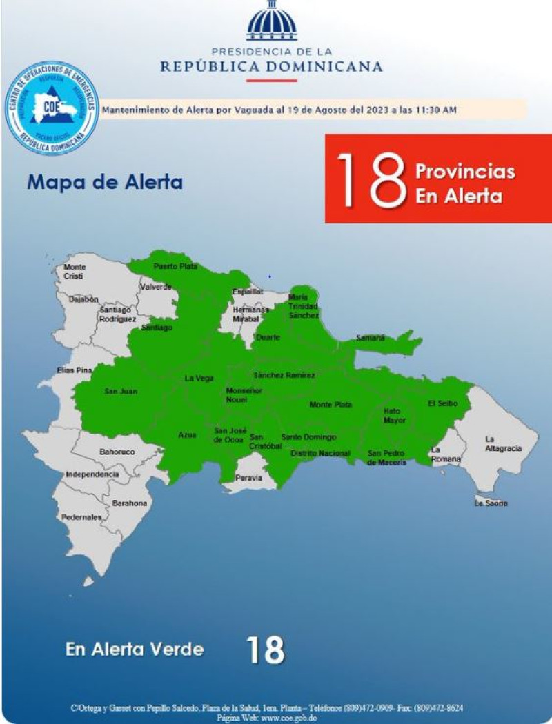 El COE aumentó a 18 provincias en alerta por vaguada.