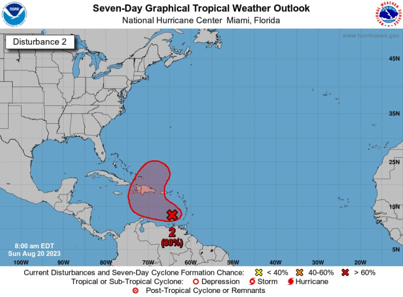 La Oficina Nacional de Meteorología vigila una posible depresión tropical.