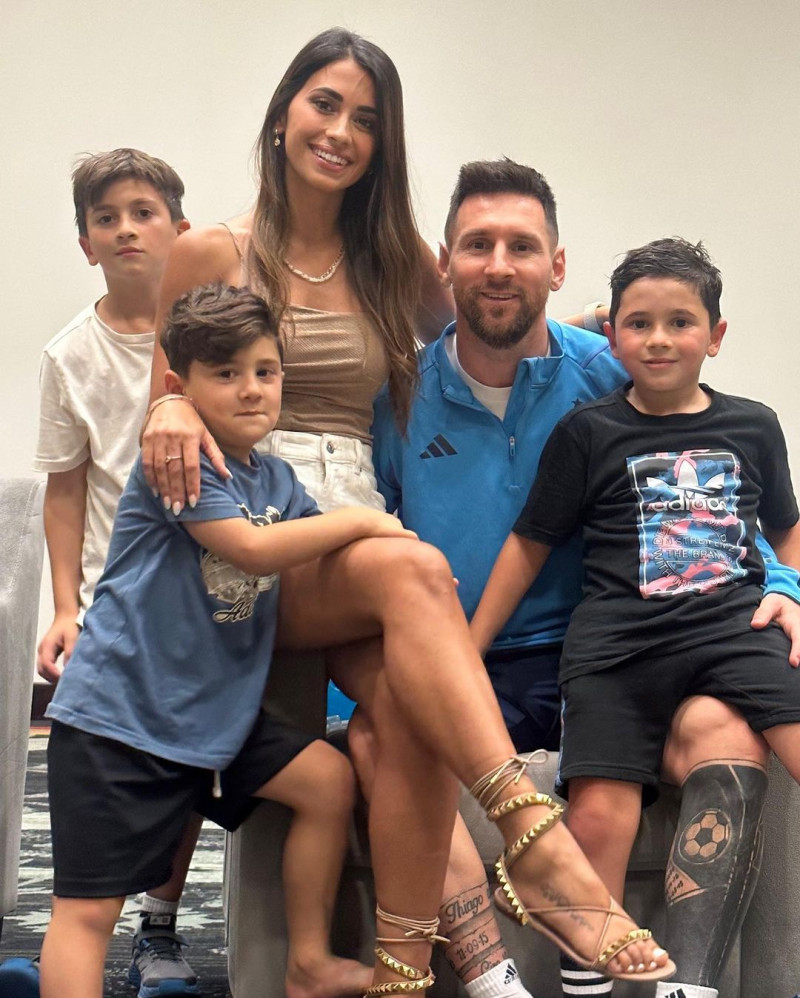 Messi, Antonella Roccuzzo y sus hijos