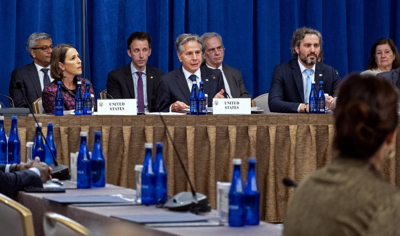 El Secretario de Estado de Estados Unidos, Antony Blinken, pronuncia un discurso durante la Reunión Ministerial sobre Cooperación Atlántica, antes de la 78.ª Asamblea General de las Naciones Unidas y la Cumbre sobre Ambición Climática en la ciudad de Nueva York.