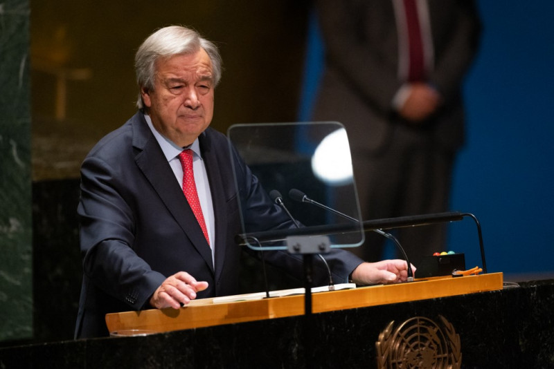 El Secretario General de las Naciones Unidas, António Guterres, se dirige al 78º período de sesiones de la Asamblea General de las Naciones Unidas (AGNU) en la sede de las Naciones Unidas el 19 de septiembre de 2023 en la ciudad de Nueva York.