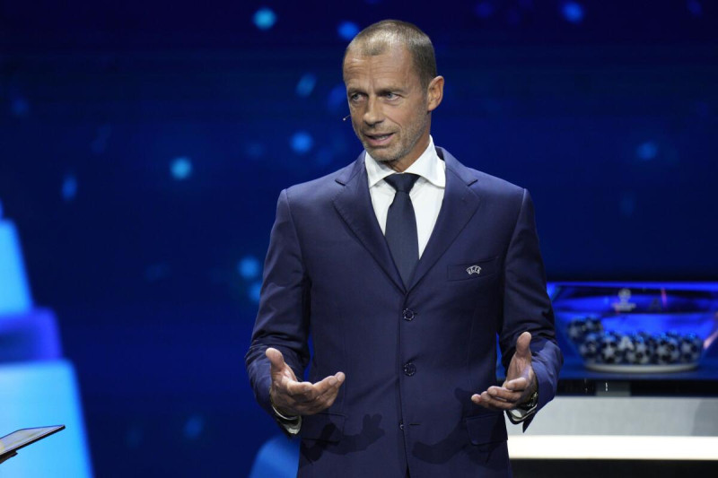 El presidente de la UEFA Aleksander Ceferin durante el sorteo de la Liga de Campeones, el jueves 31 de agosto de 2023, en Mónaco.
