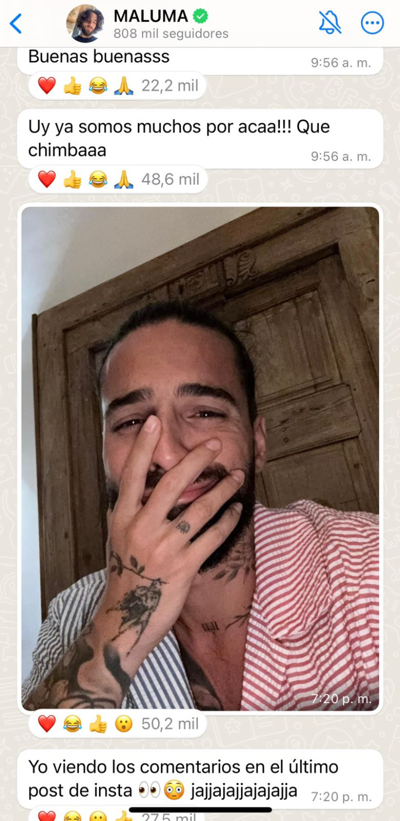 Reacción de Maluma tras publicación del anillo de su novia