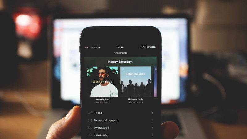 Interfaz de Spotify en un dispositivo móvil.