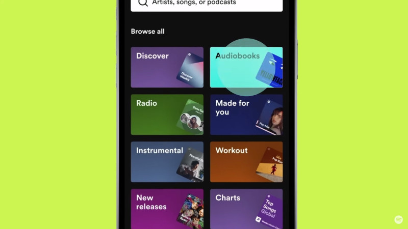 Interfaz de Spotify Premium con el nuevo apartado de Audiolibros