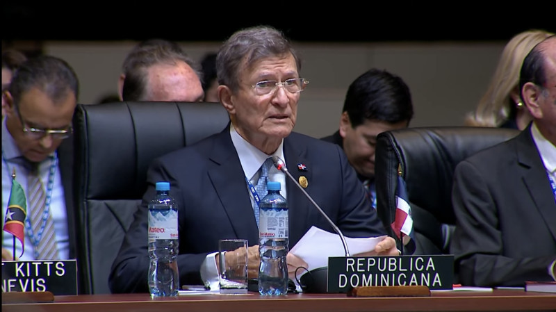 El ministro de Relaciones Exteriores, Roberto Álvarez, durante su exposición ayer, jueves, ante la asamblea general de OEA.