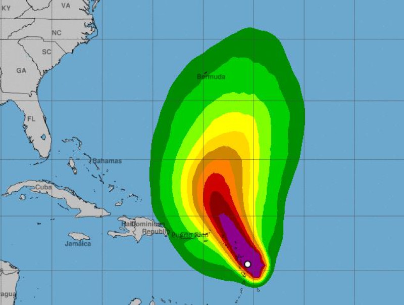 Trayectoria pronosticada del huracán Tammy