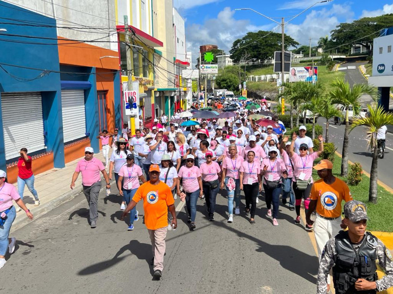 Miembros de la fundación "Un Paso por la Vida" realizaron la caminata acompañados de decenas de personas bajo un candente sol en la avenida Manuela Diez, en el municipio de El Seibo.