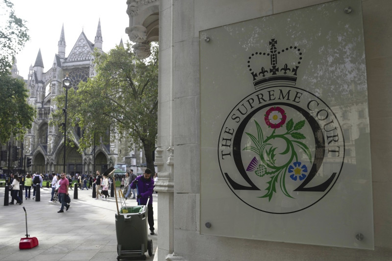Vista de la entrada a la Corte Suprema en Londres, el lunes 9 de octubre de 2023.