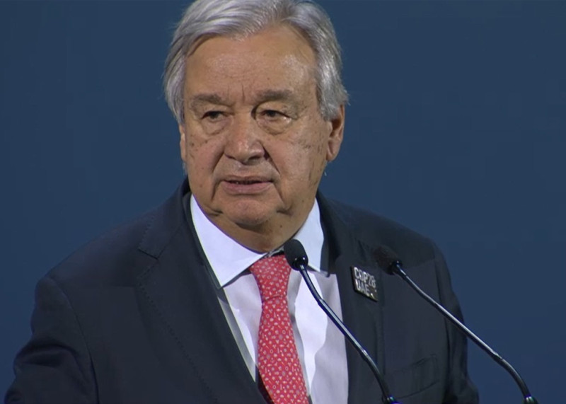 El secretario general de la ONU, Antonio Guterres, en la inaguración del Global Climate Summit en la COP28.