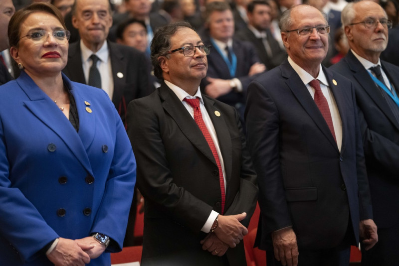 Xiomara Castro, Gustavo Petro y Geraldo Alckmin