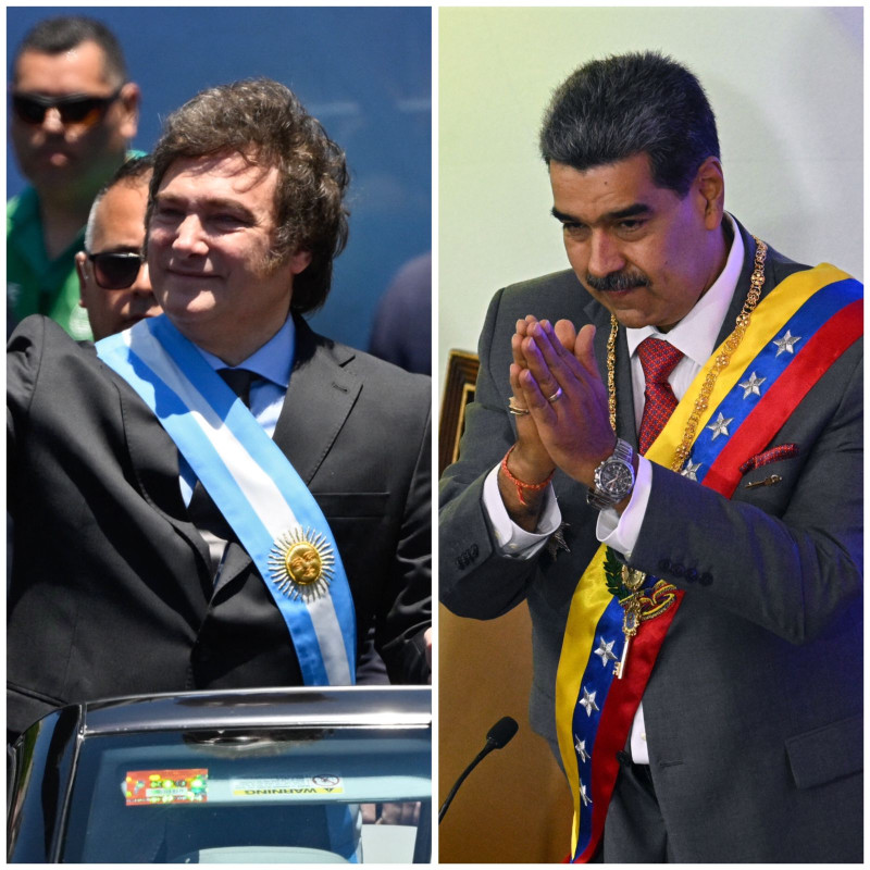 Javier Milei (izquierda) y Nicolás Maduro