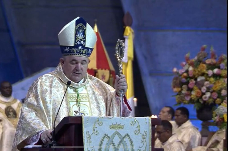 El nuncio apostólico del papa Francisco en el país, Piergiogio Bertoldi, al hablar durante la homilía de la misa solemne con motivo al Día de La Altagracia