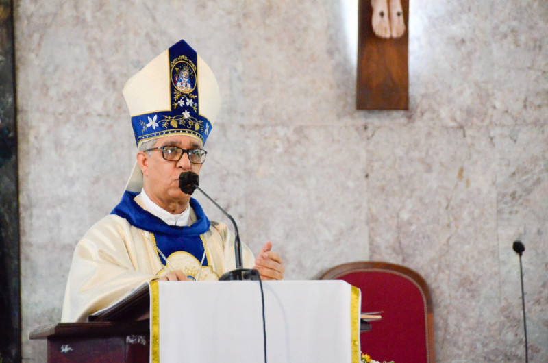 El arzobispo de Santiago, monseñor Héctor Rafael Rodríguez, habló en la eucaristía por el Día de la Virgen de la Altagracia.