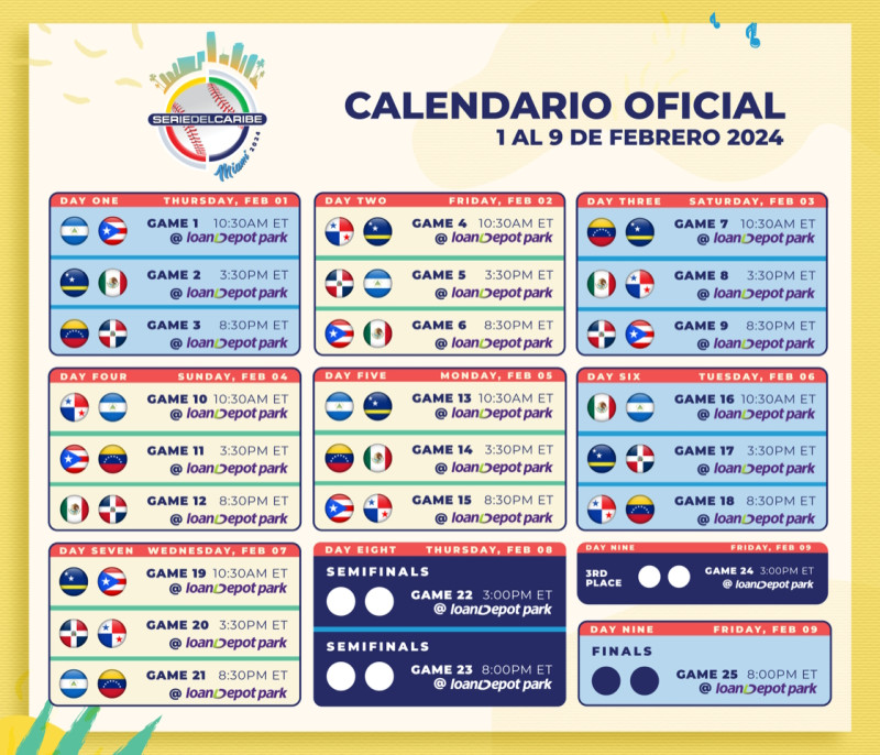 Calendario Serie del Caribe 2024