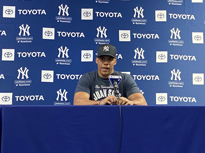 Juan Soto dice presente en los campos de entrenamientos de los Yankees de Nueva York.