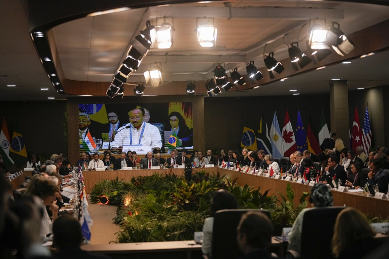 Delegados asisten a la cumbre de cancilleres del G20, en Río de Janeiro, Brasil, el miércoles 21 de febrero de 2024.
