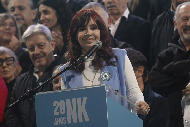 La expresidenta de Argentina, Cristina Fernández, durante un acto publico en Buenos Aires, el 25 de mayo de 2023.