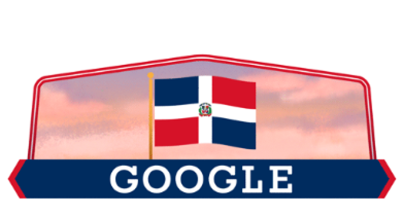 Fotografía muestra doodle de Google por el 180 aniversario de la Independencia dominicana.