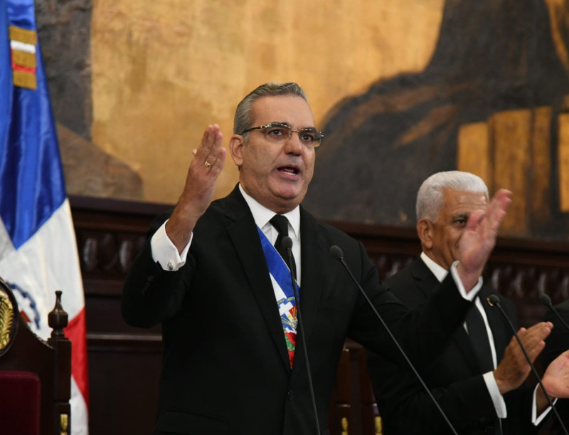 El presidente Luis Abinader durante su cuarto discurso de su rendición de cuentas en la Asamblea Nacional.