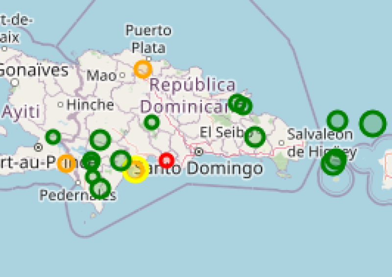 Así luce el mapa con los puntos donde se han registrado los últimos temblores