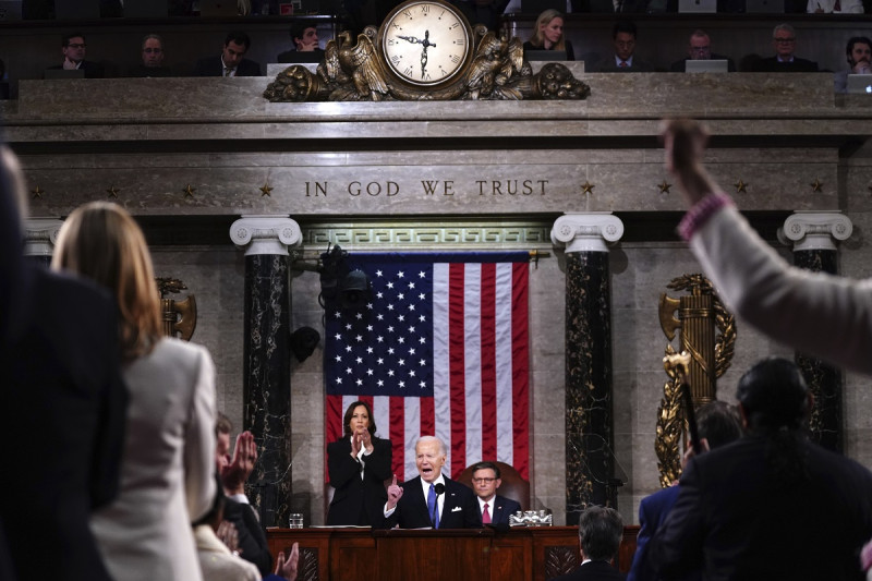 El presidente Joe Biden pronuncia su discurso sobre el Estado de la Unión en el Capitolio de Washington el jueves 7 de marzo de 2024.
