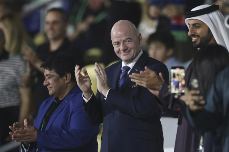 El presidente de la FIFA Giovanni Infantino durante la final del Mundial de Playa en Dubái, el domingo 25 de febrero de 2024.