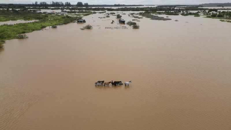 inundación causada por el desbordamiento del río Jacuí