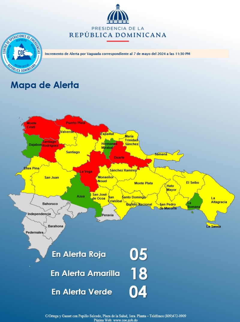 Fotografía muestra mapa de alerta por vaguada que está sobre el país.