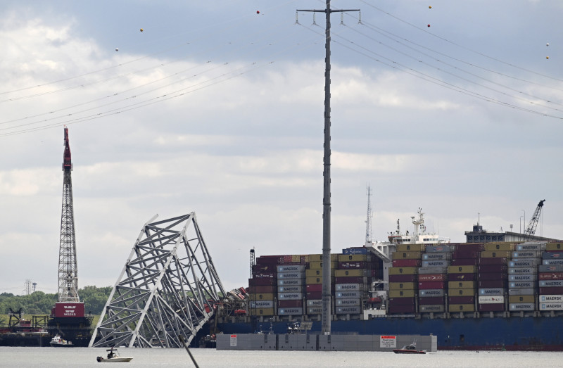 Los restos del puente Francis Scott Key