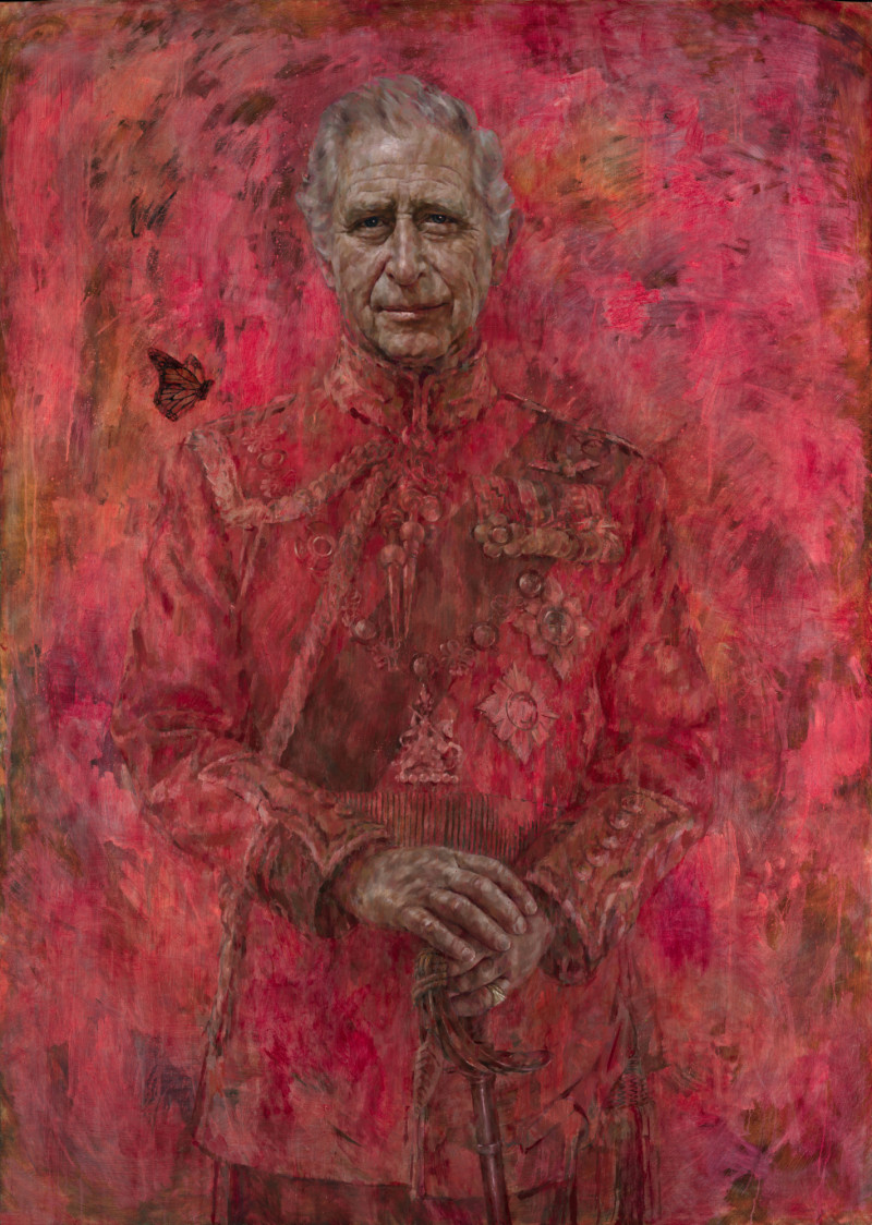 retrato al óleo sobre lienzo del artista Jonathan Yeo del rey británico Carlos III