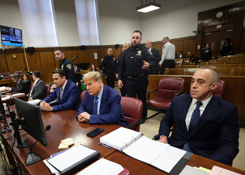 El expresidente Donald Trump en la corte penal de Manhattan, el 16 de abril de 2024, en Nueva York.