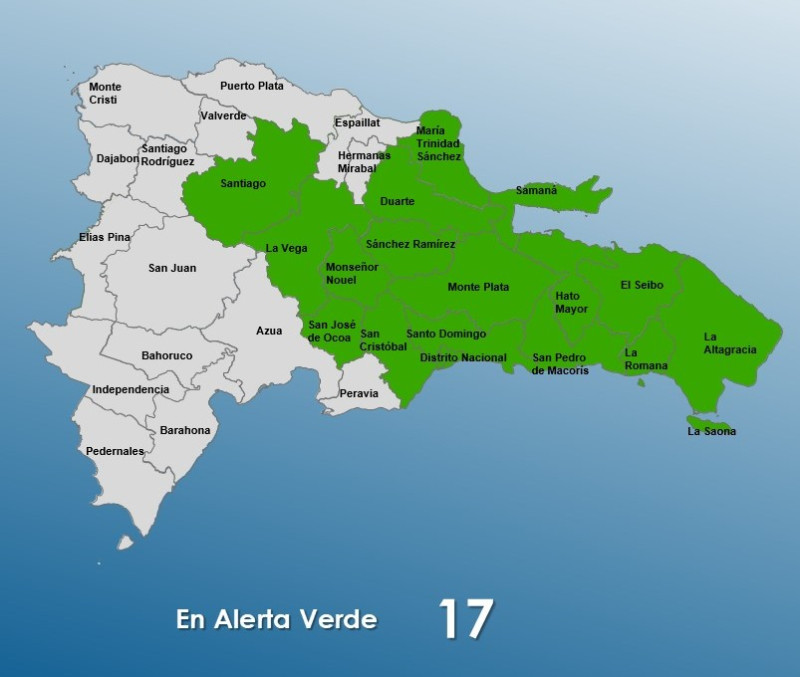 Foto del mapa de alerta del COE.