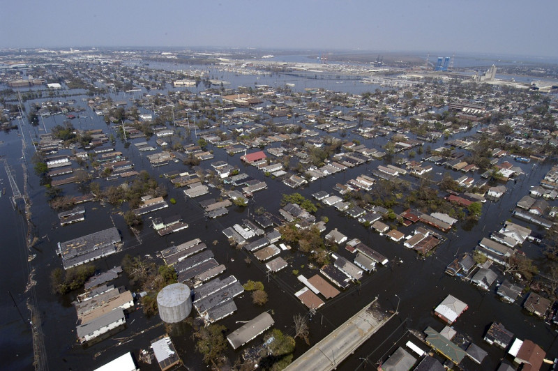 Fotografía muestra Nueva Orleans con inundaciones.
