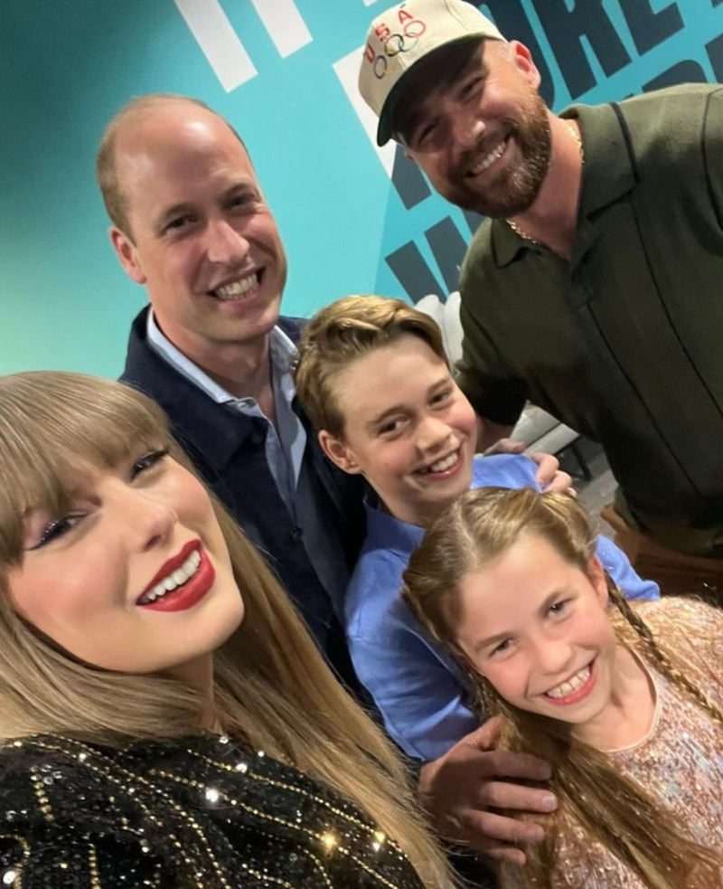 Taylor Swift, el princípe Guillermo junto a sus hijos y Travis Kelce