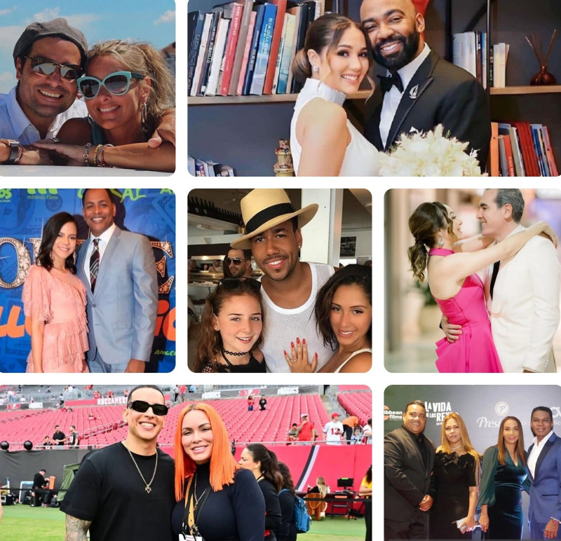 En la composición fotográfica, Chayanne, Brea Frank, Bolívar Valera, Romeo Santos, Miralba Ruiz, Daddy Yankee, Raymon Pozo y Miguel Céspedes con sus respectivas parejas.