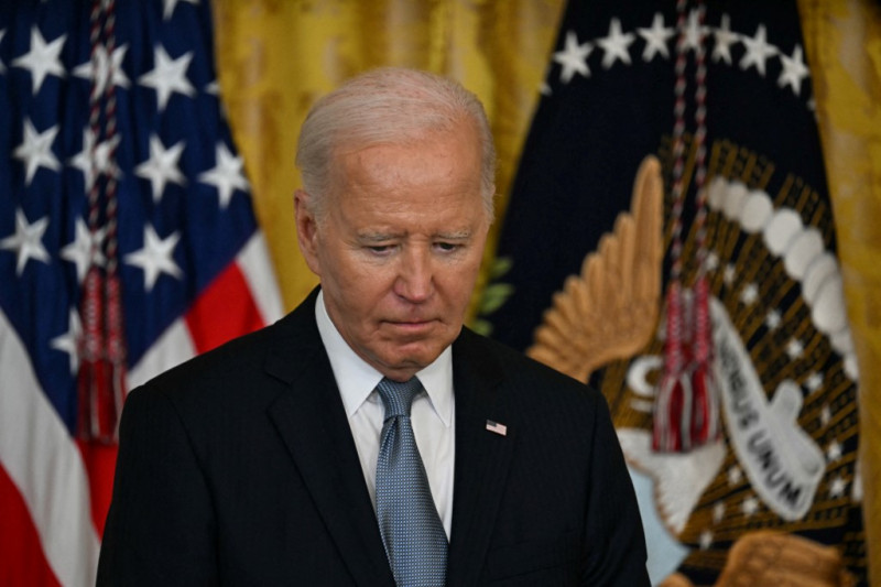 El presidente de Estados Unidos, Joe Biden, habla durante una ceremonia de entrega de la Medalla de Honor en el Salón Este de la Casa Blanca en Washington, DC, el 3 de julio de 2024.