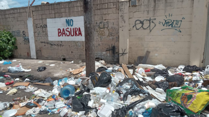 Basura arrojada en una calle del barrio Villas Agrícolas.